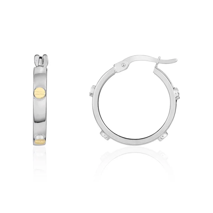 Pure star engagement rings-9ct white gold Hoop with 7 Yellow gold Screws