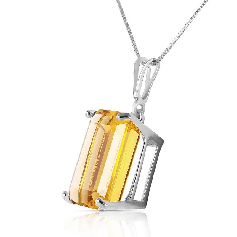 Stellar sign necklaces-6.5 Carat 14K Solid White Gold Necklace Octagon Citrine