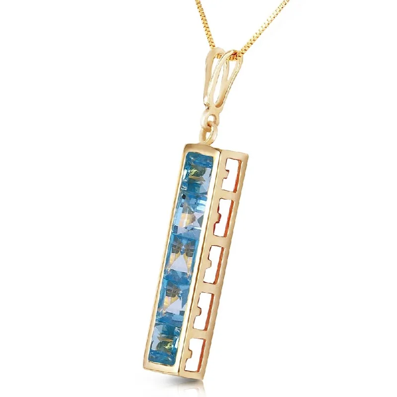 Onyx gem necklaces-2.25 CTW 14K Solid Gold Unbound Blue Topaz Necklace