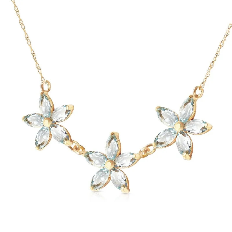 Slanted design necklaces-4.2 CTW 14K Solid Gold Necklace Natural Aquamarine