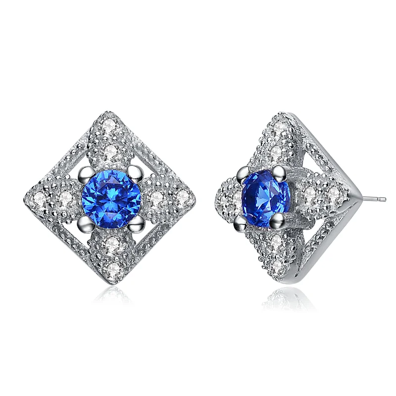 Topaz stone earrings-Provence Bright Blue Cubic Zirconia Earrings