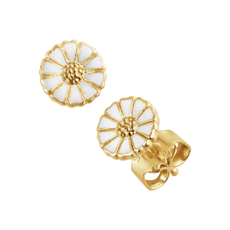 Glossy enamel engagement rings-Daisy Gold Plated Silver Earstuds