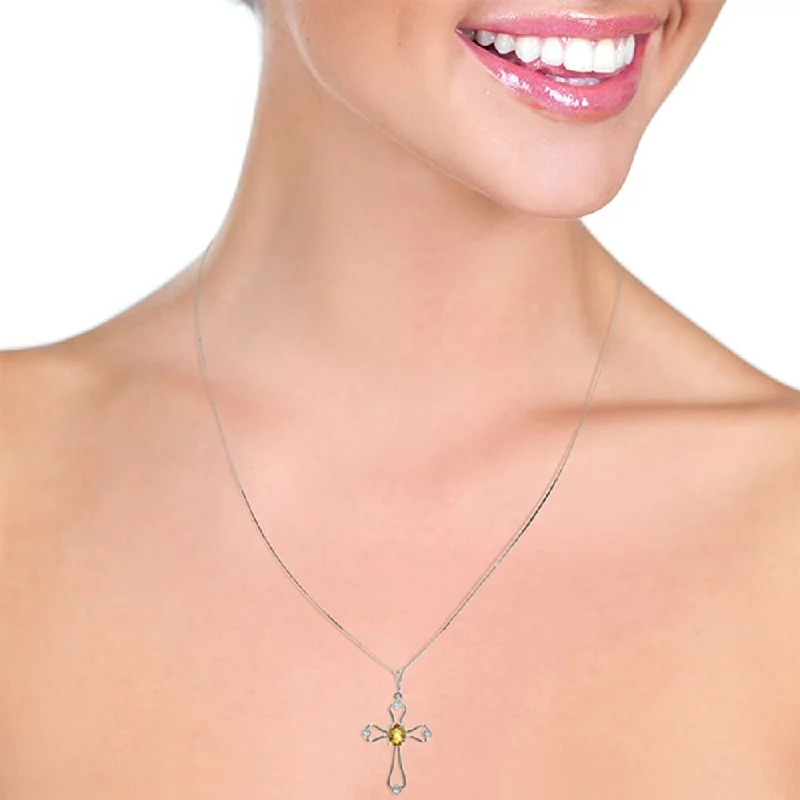 Astro charm necklaces-0.57 Carat 14K Solid White Gold Love Is Never Conceited Citrine Necklace