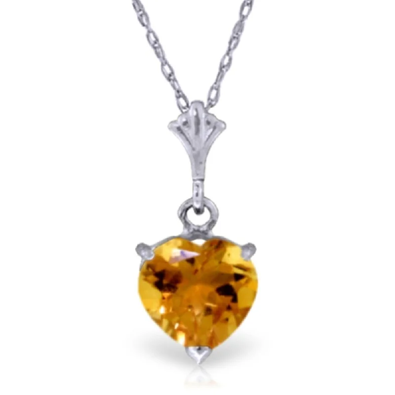 Spirit charm necklaces-1.15 Carat 14K White Gold Poets Are Born Citrine Necklace