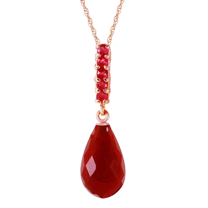 Onyx gem necklaces-9 Carat 14K Solid Gold Gemstone Necklace Briolette Drop Ruby