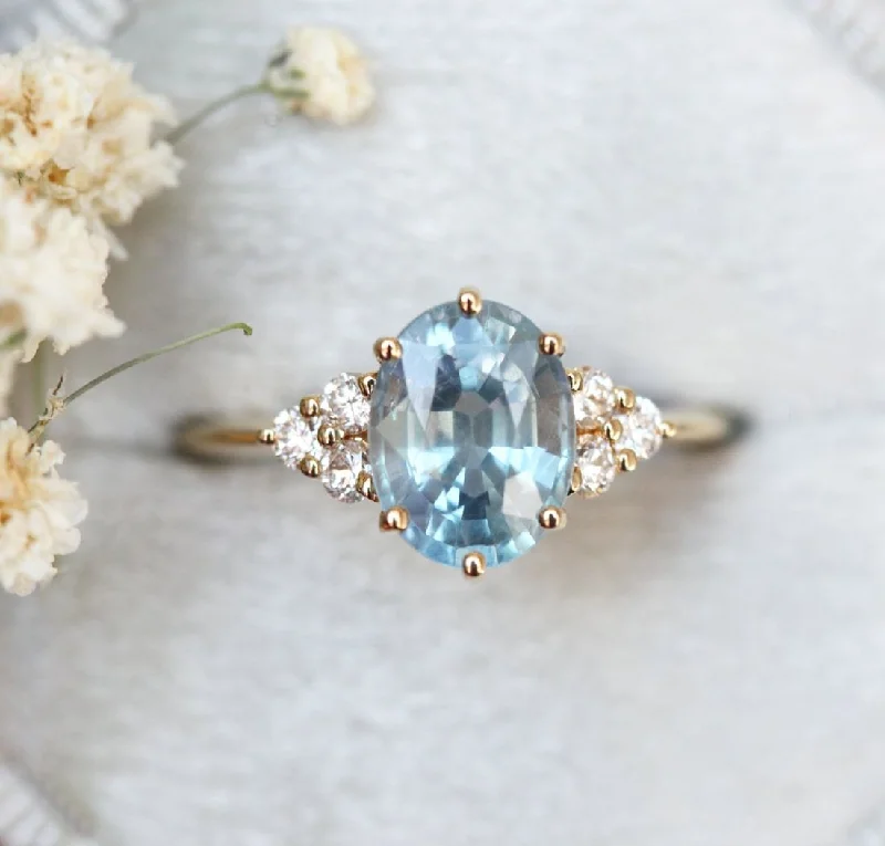 Topaz gem engagement rings-Josephine Sapphire Diamond Ring