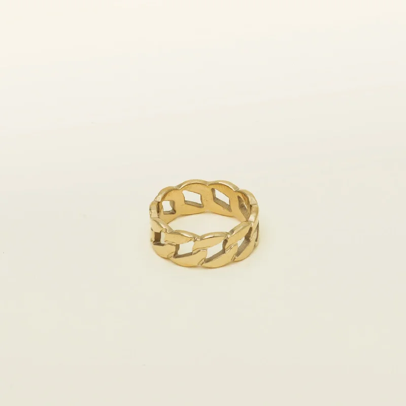 Woven cord rings-Cuban Link Chain Ring