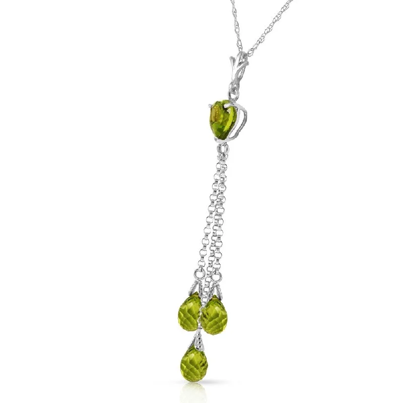 Wave pattern necklaces-4.75 CTW 14K Solid White Gold Proceed Towards Peridot Necklace