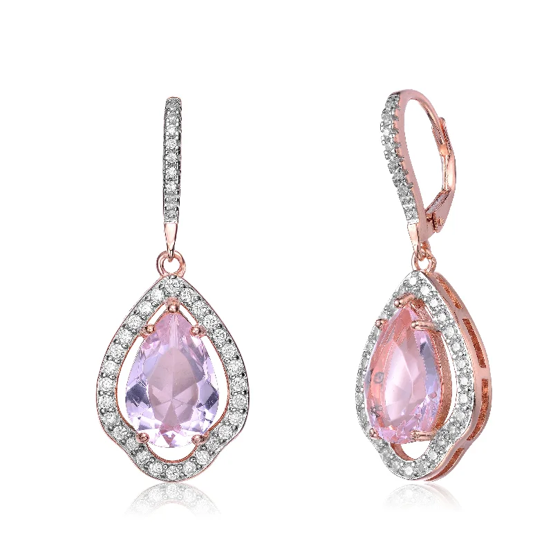 Reef knot earrings-Yvonne Light Purple Cubic Zirconia Drop Earrings