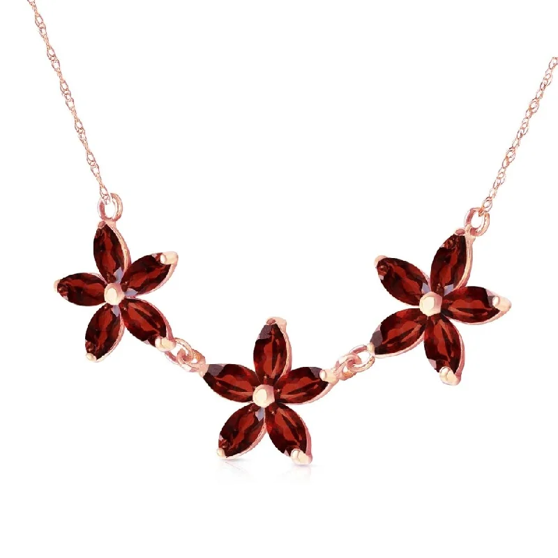 Raised disc necklaces-4.2 Carat 14K Solid Rose Gold Necklace Natural Garnet