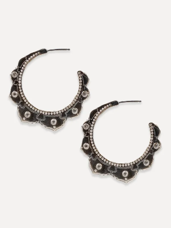 Trekker motif earrings-Tantra Hoops - large