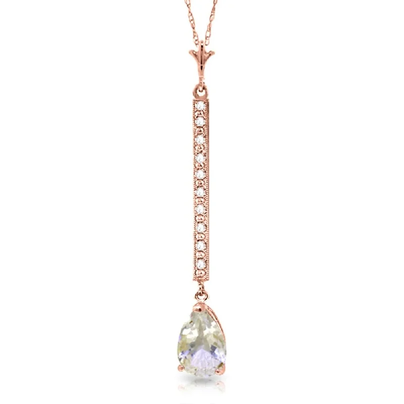 Bright stone necklaces-14K Rose Gold Diamond & Rose Topaz Necklace Certified