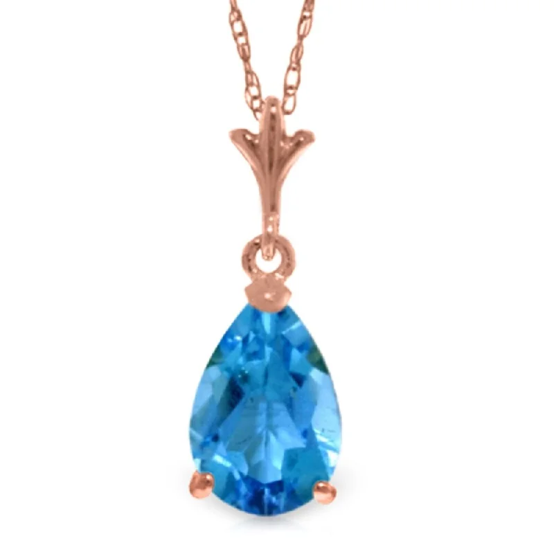 Pure crystal necklaces-1.5 Carat 14K Rose Gold Pear Blue Topaz Necklace