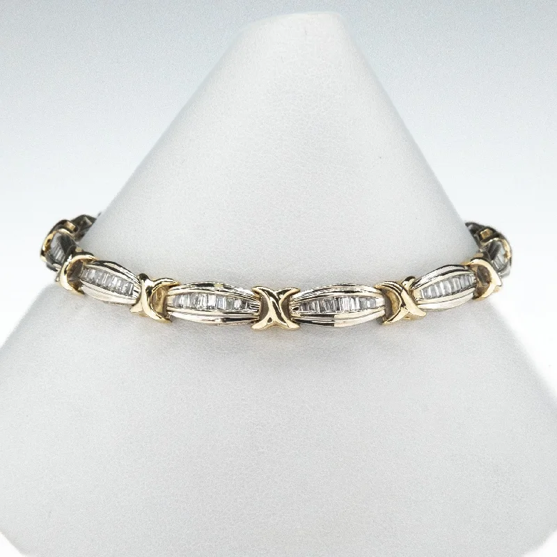 Topaz bangles-3.00ctw Multi Diamond 8" Tennis Bracelet in 14K Two Tone Gold