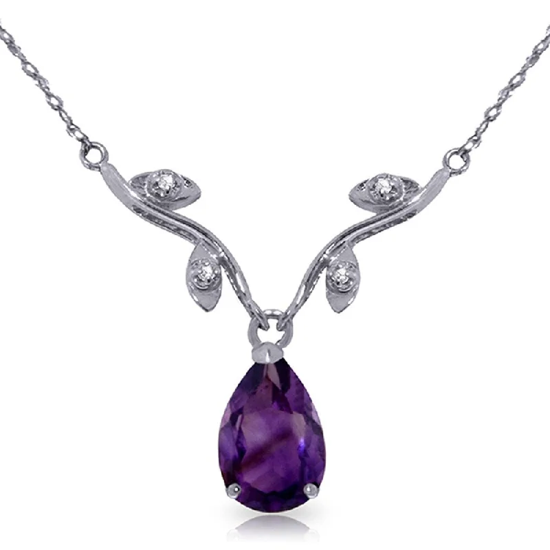 Topaz stone necklaces-1.52 Carat 14K White Gold She Holds Me Amethyst Diamond Necklace