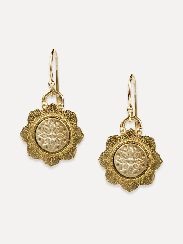 Leaf charm earrings-Dhyana Earrings "seek your center"