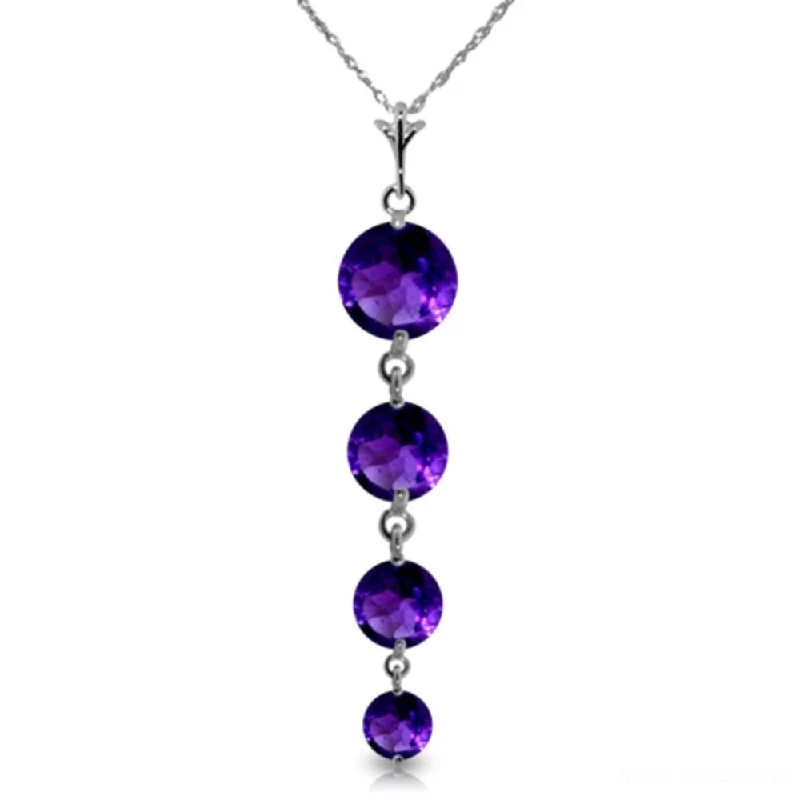 Matte gloss necklaces-3.9 Carat 14K White Gold No Critique Amethyst Necklace