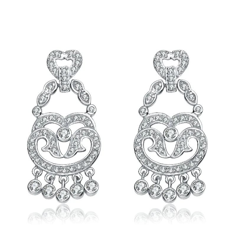 Glossy silver earrings-Emma Accent Chandelier Earrings