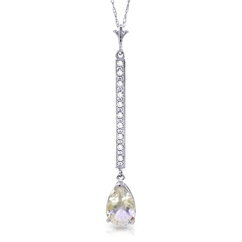 Joy charm necklaces-1.8 Carat 14K White Gold Necklace Diamond White Topaz