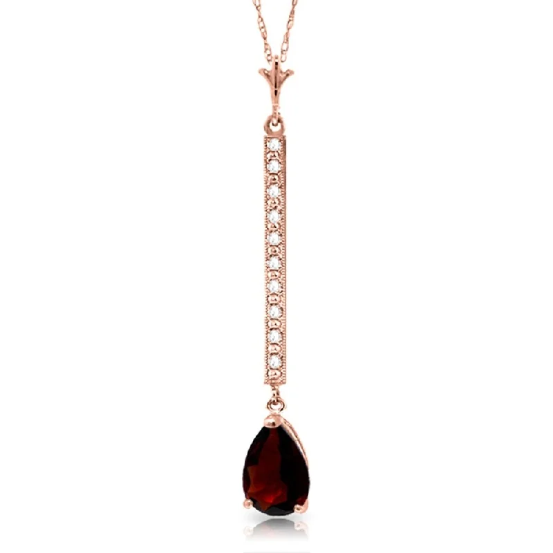 Swirl design necklaces-14K Rose Gold Diamond & Garnet Necklace Gemstone