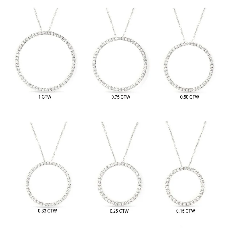 Silk cord necklaces-1/6ct - 1ct TDW Diamond Open Circle Necklace in 14k Gold by De Couer