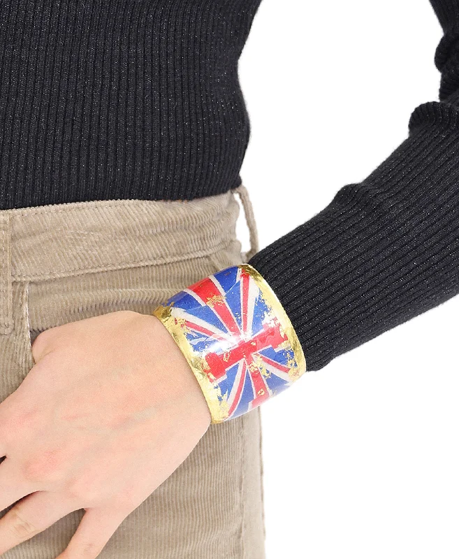 Pinch clasp bangles-Handmade London Flag Cuff Bracelet