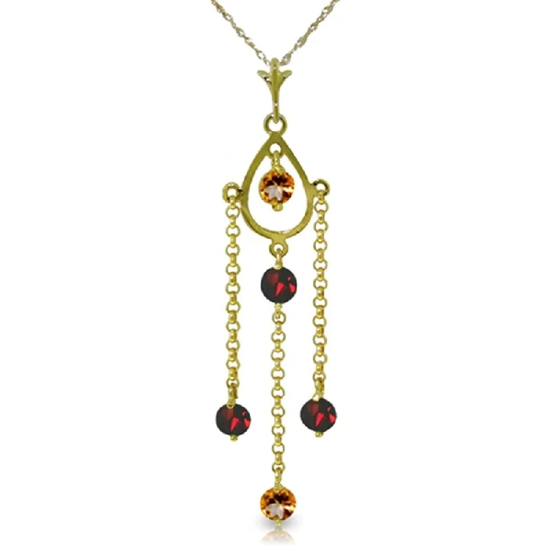 Retro photo necklaces-1.5 Carat 14K Gold Lifetime Love Citrine Garnet Necklace