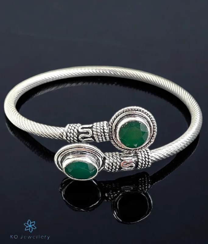 Sleek design bangles-The Ativa Silver Openable Gemstone Bracelet