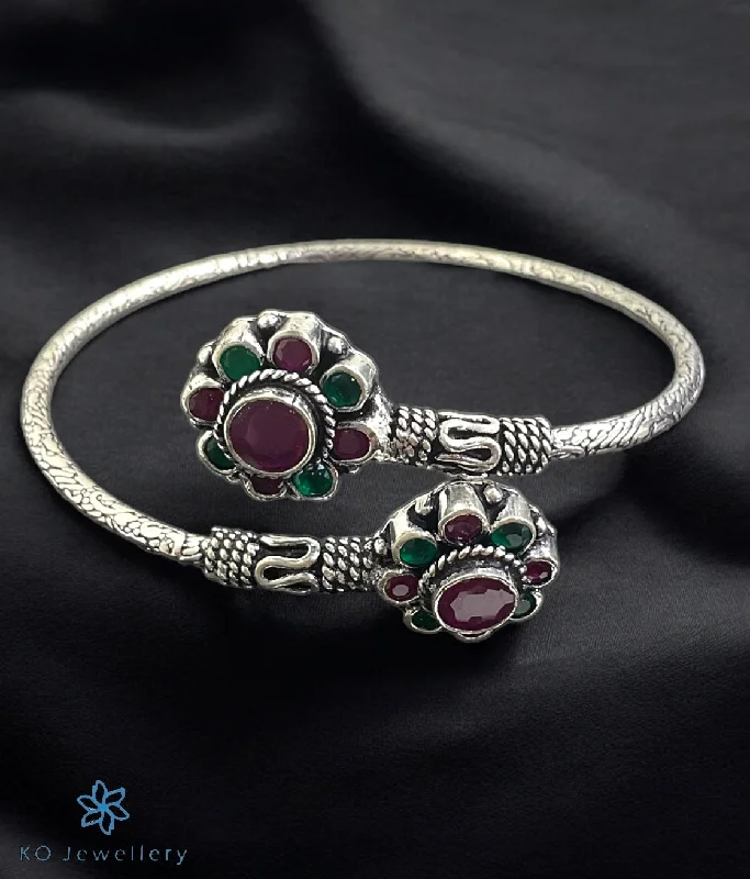 Cool wood bangles-The Abhata Silver Openable Gemstone Bracelet