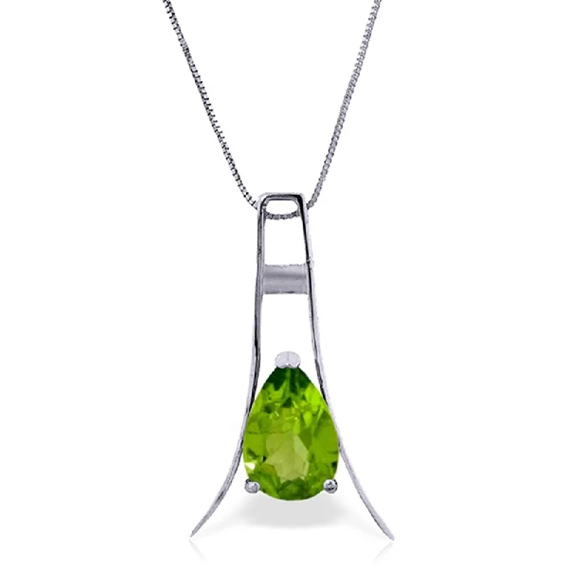 Mystic eye necklaces-1.5 Carat 14K White Gold Loving Smile Peridot Necklace