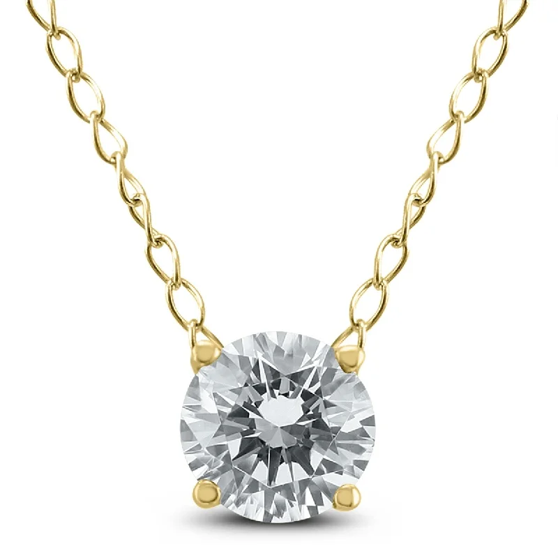 Radiant star necklaces-Marquee 1/3 Carat Floating Round Diamond Solitaire Necklace in 14K Yellow Gold