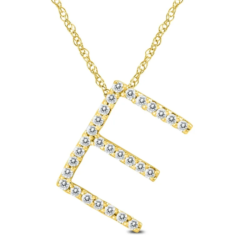 Lustrous pearl necklaces-Marquee 1/6 Carat TW E Initial Diamond Pendant Necklace in 10K Yellow Gold with Adjustable Chain