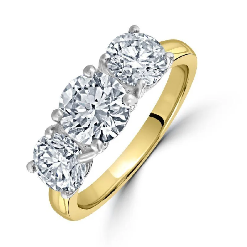 Heavy gem engagement rings-18ct Yellow Gold Round Brilliant Cut Diamond Trilogy Ring