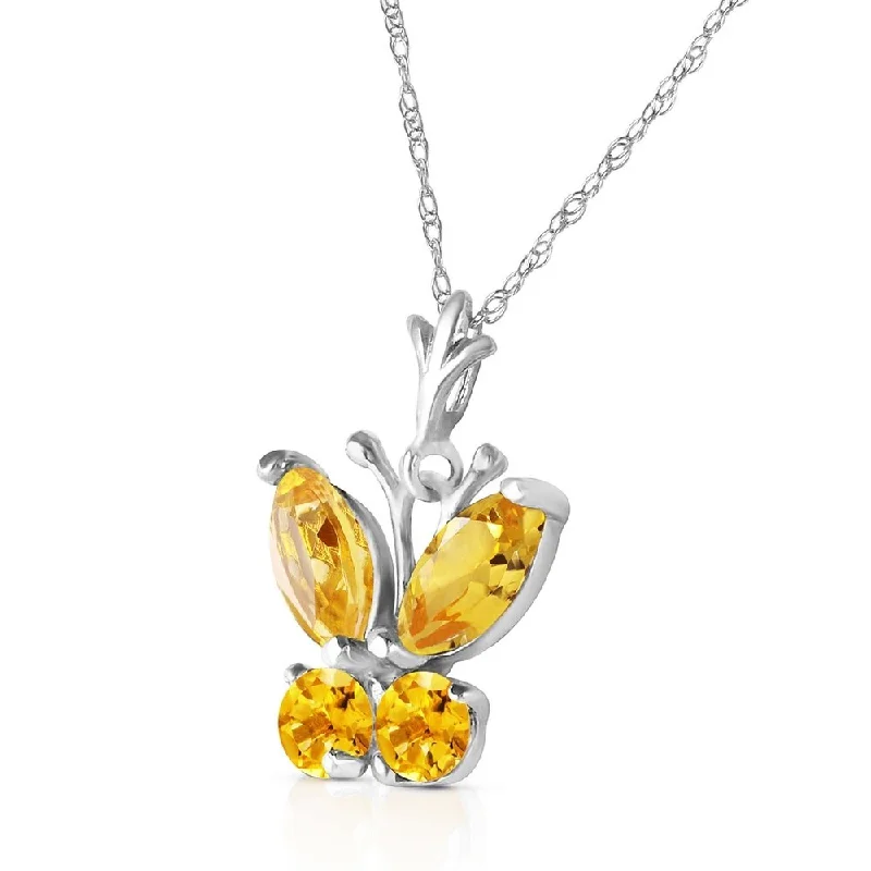 Old photo necklaces-0.6 CTW 14K Solid White Gold Butterfly Necklace Citrine