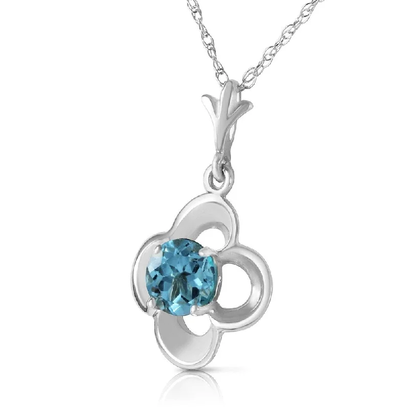 Bold art necklaces-0.55 Carat 14K Solid White Gold Try Again Blue Topaz Necklace