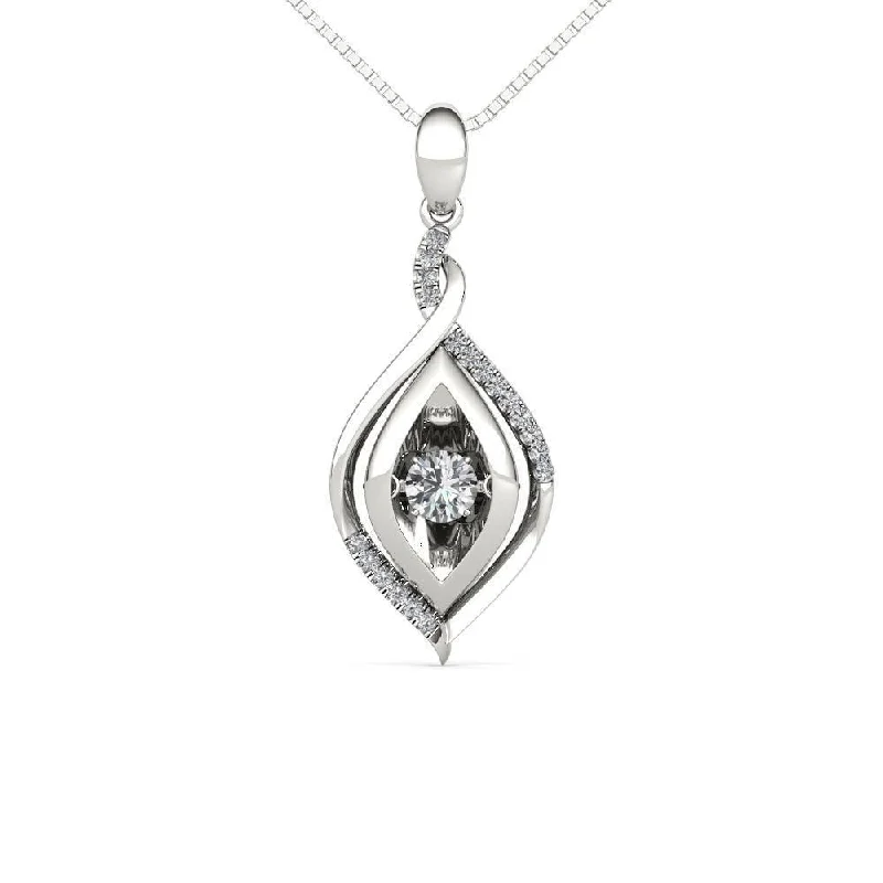 Eight-strand necklaces-De Couer 10K White Gold 1/4ct TDW Dancing Diamond Necklace - White H-I