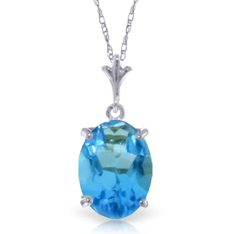 Smooth pendant necklaces-3.12 Carat 14K White Gold Here I Stand Blue Topaz Necklace