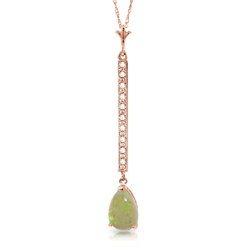 Mixed metal necklaces-14K Rose Gold Necklace w/ Diamonds & Opal