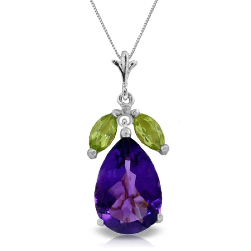 Heavy gem necklaces-6.5 Carat 14K White Gold 10 Minutes Early Amethyst Peridot Necklace