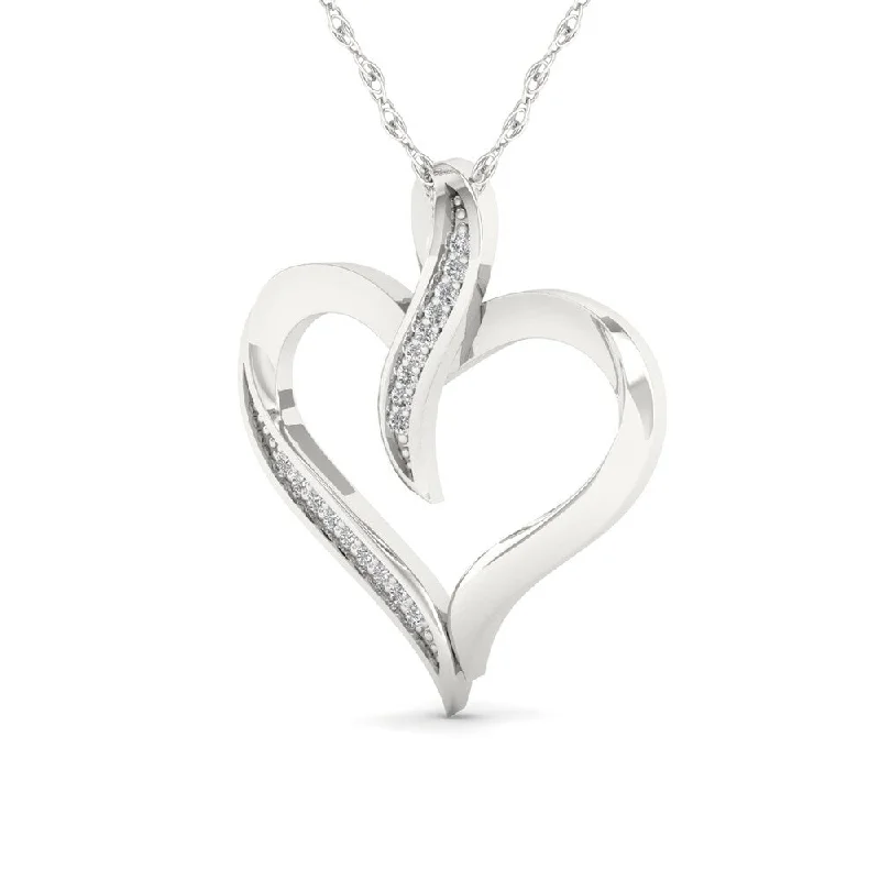 Oval stone necklaces-De Couer 10K White Gold 1/20ct TDW Diamond Necklace