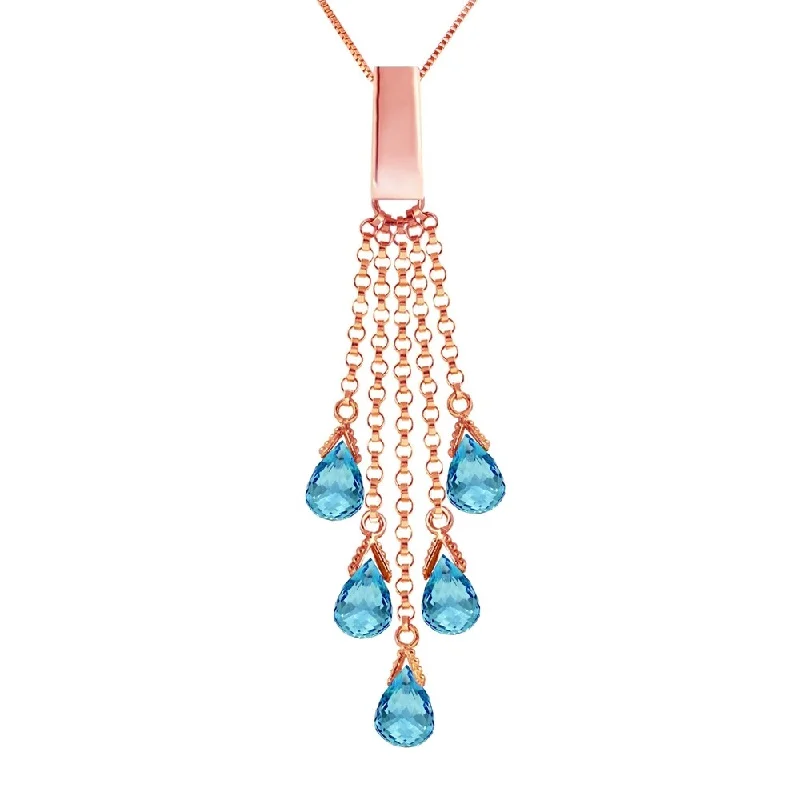 Worn style necklaces-14K Rose Gold Briolette Blue Topaz Necklace Class