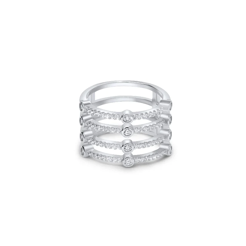 Wide gold rings-Sterling Silver Stack Pave Ring