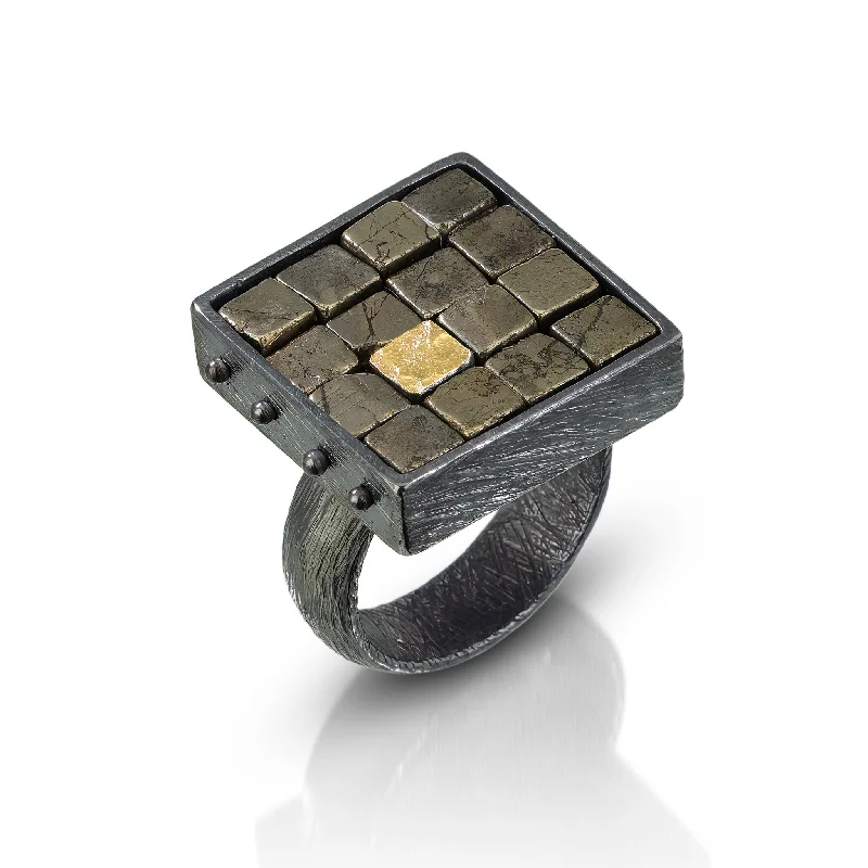 Citrine gem rings-Carved 4x4 Grid Ring