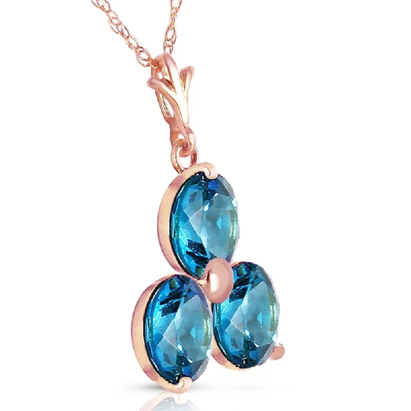 Plaited knot necklaces-14K Solid Rose Gold Necklace with Natural Blue Topaz