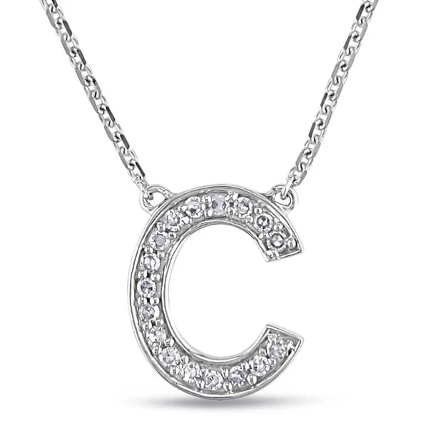 Worn charm necklaces-Miadora 14k White Gold 1/10ct TDW Diamond C Initial Necklace