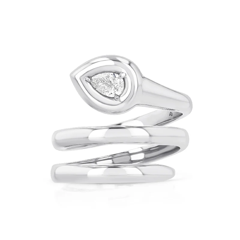 Art deco rings-Pear Coil Ring