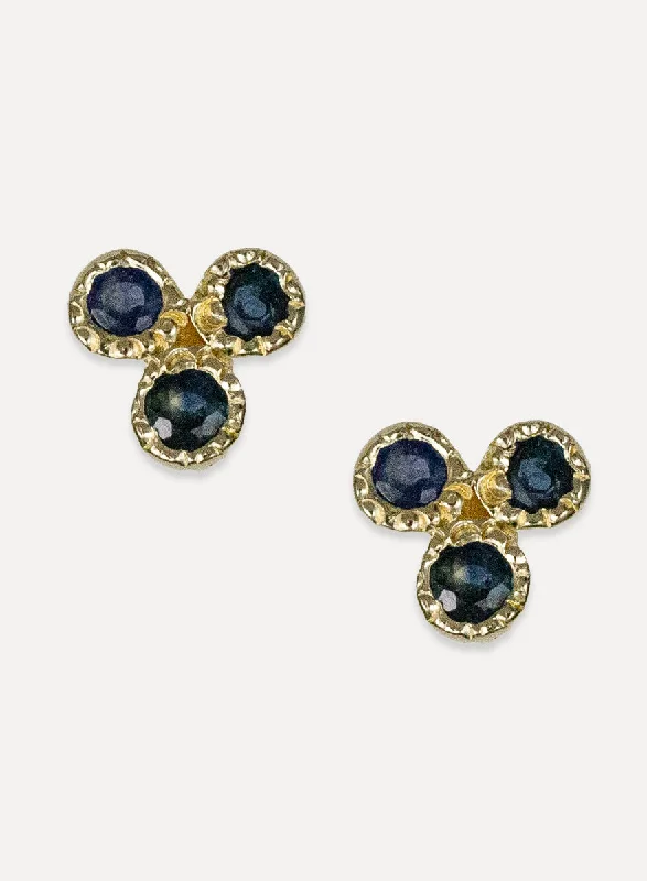 Topaz gem earrings-Trifecta Studs