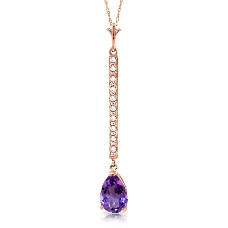 Wave motif necklaces-14K Rose Gold Diamond & Amethyst Necklace Jewelry