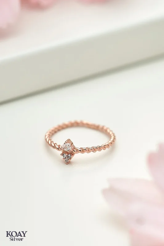 Light clay rings-Tiny Zircon RG Ring