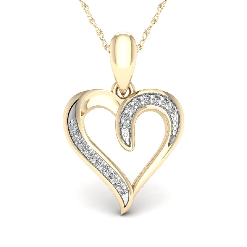 Plaited knot necklaces-De Couer 10K Yellow Gold 1/20ct TDW Diamond Necklace